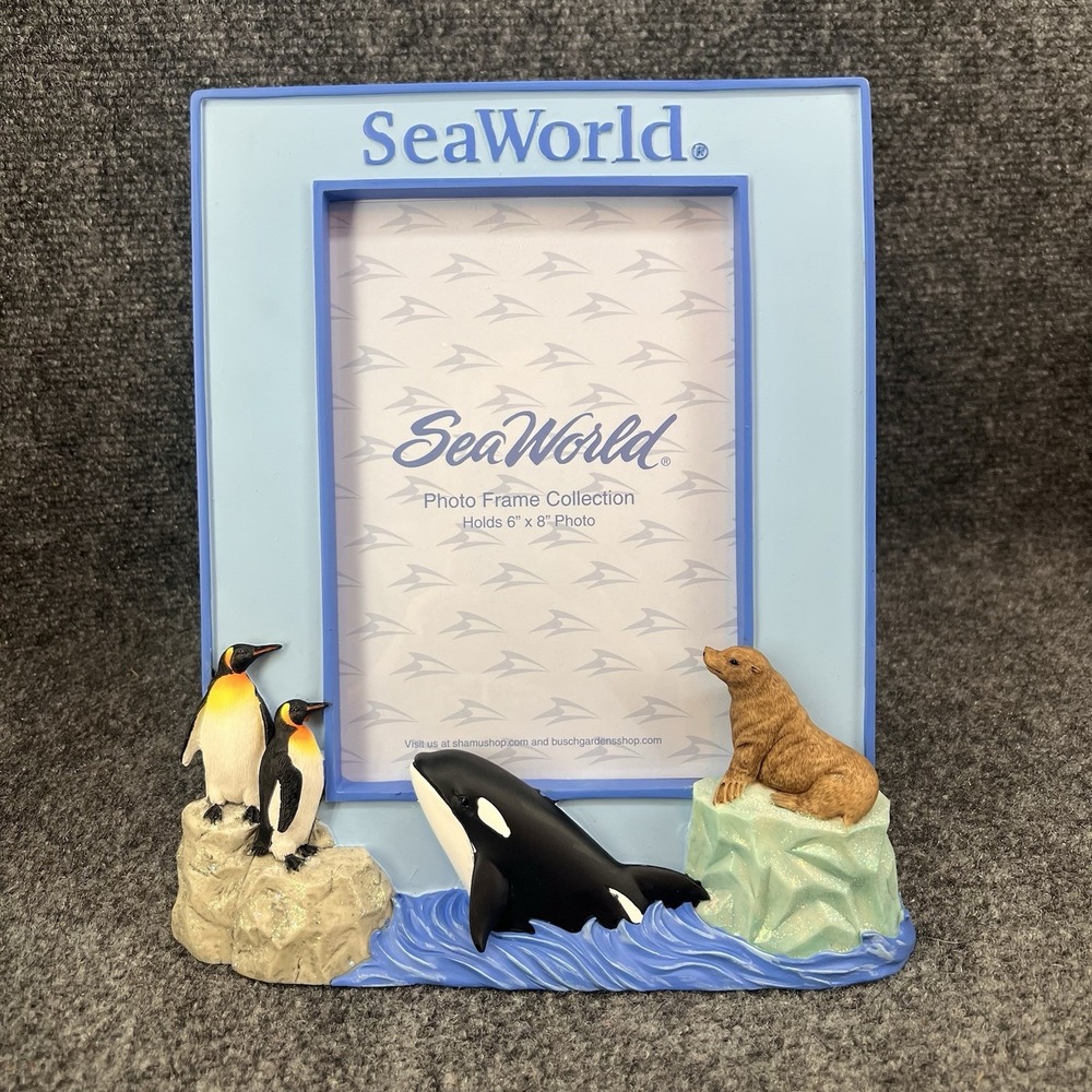 Seaworld 3D Picture Frame Shamu Killer Whale Penguin Sea Lion 6x8 New